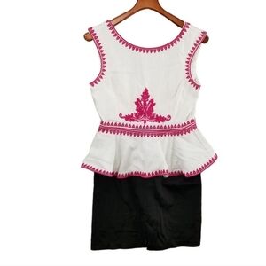 Pearl Georgina Chapman of Marchesa Dress White Pink Embroidered Sleeveless Sz 10